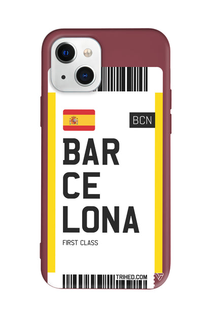 Barcelona Bileti Lansman Model İçi Kadife Silikon Telefon Kılıfı – Plus Serisine Özel