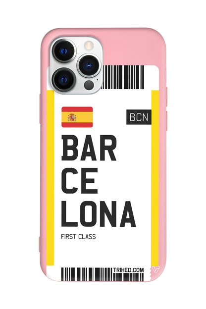 Barcelona Bileti Lansman Model İçi Kadife Silikon Telefon Kılıfı