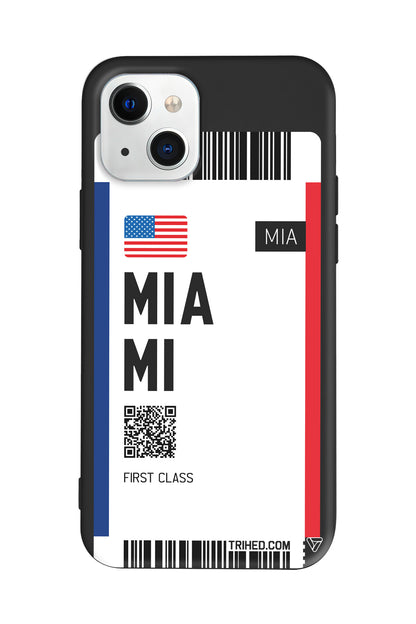 Miami Bileti Lansman Model İçi Kadife Silikon Telefon Kılıfı