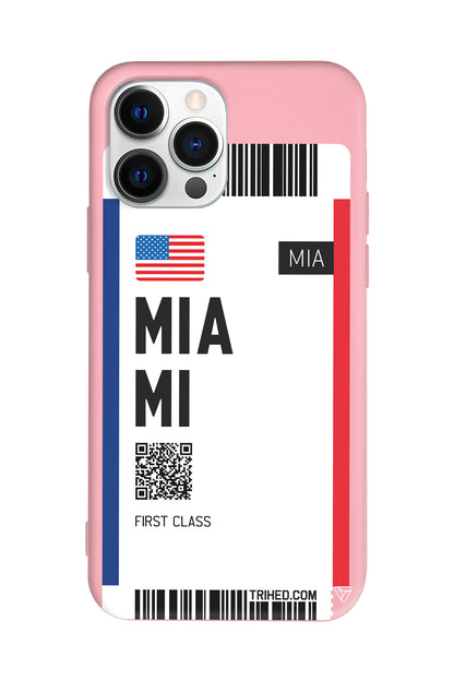 Miami Bileti Lansman Model İçi Kadife Silikon Telefon Kılıfı