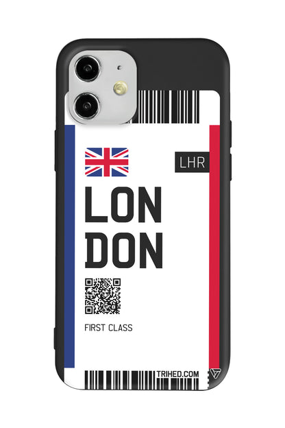 London Bileti Lansman Model İçi Kadife Silikon Telefon Kılıfı