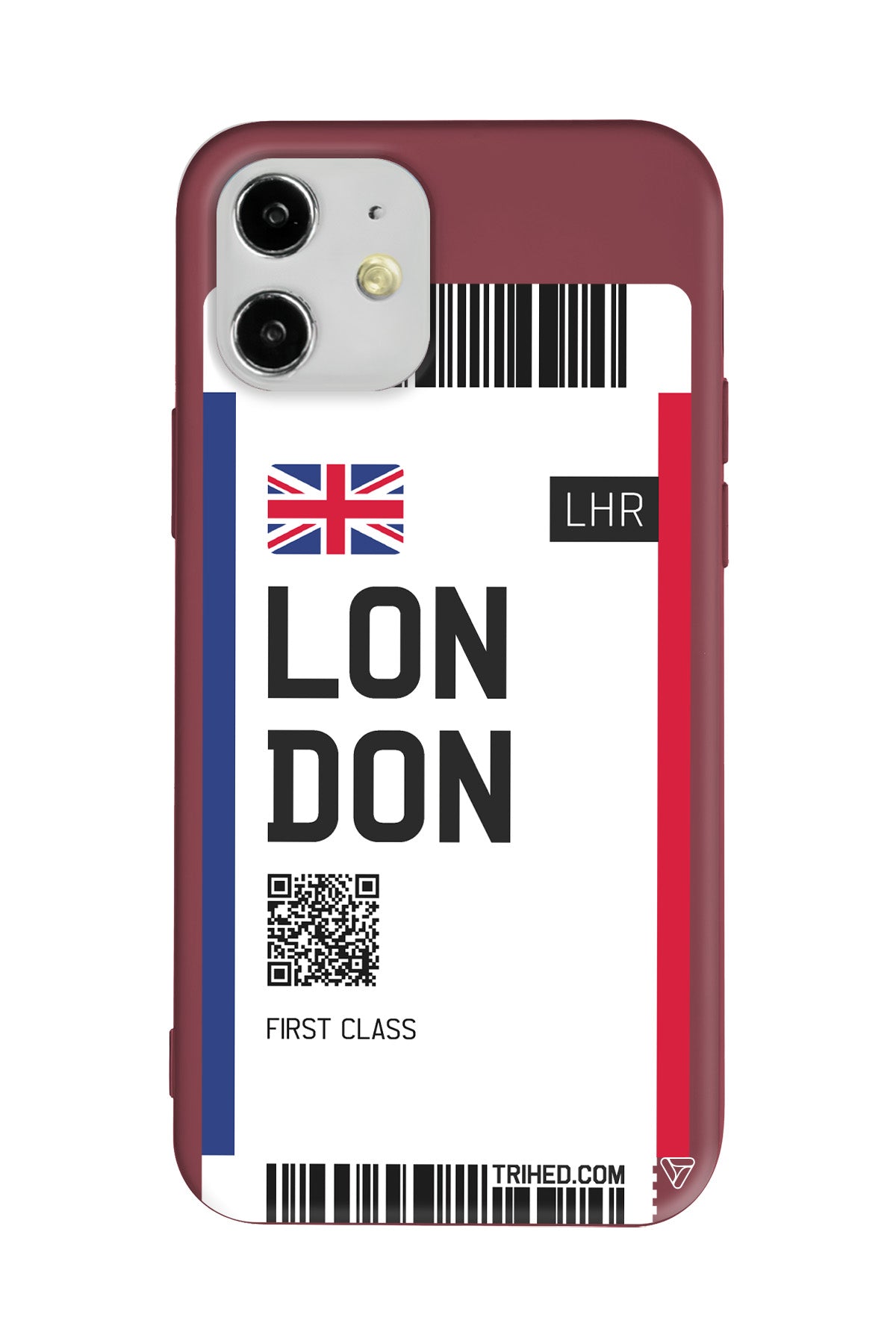 London Bileti Lansman Model İçi Kadife Silikon Telefon Kılıfı