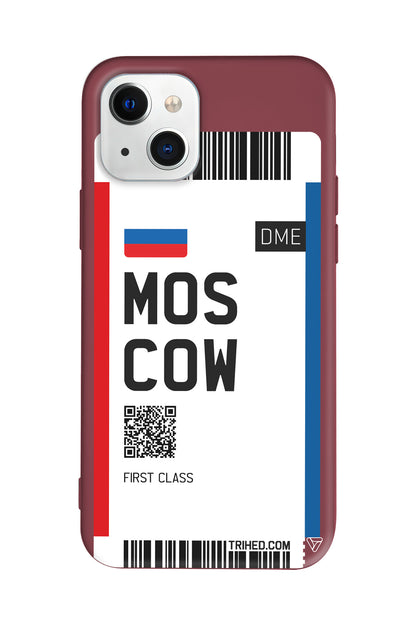 Moscow Bileti Lansman Model İçi Kadife Silikon Telefon Kılıfı