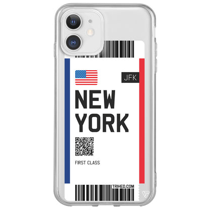 New York Bileti Lansman Model İçi Kadife Silikon Telefon Kılıfı