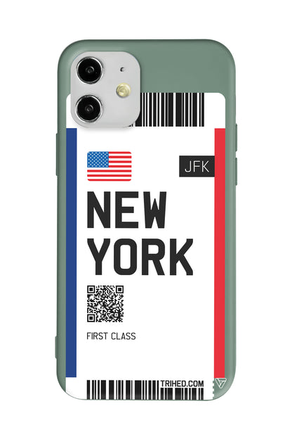 New York Bileti Lansman Model İçi Kadife Silikon Telefon Kılıfı