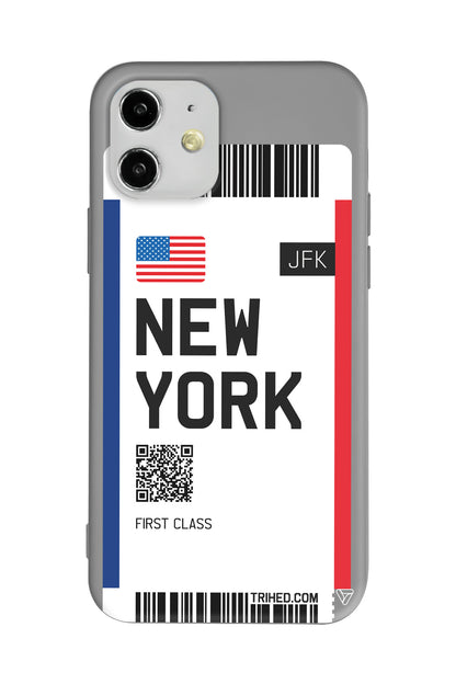 New York Bileti Lansman Model İçi Kadife Silikon Telefon Kılıfı