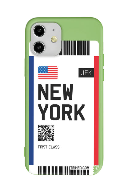 New York Bileti Lansman Model İçi Kadife Silikon Telefon Kılıfı