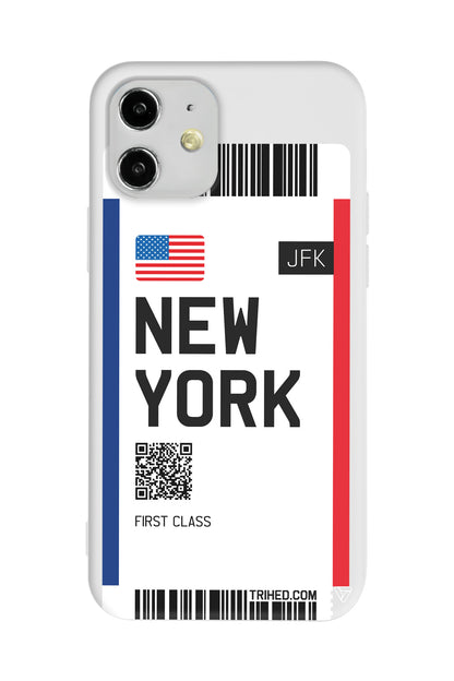 New York Bileti Lansman Model İçi Kadife Silikon Telefon Kılıfı