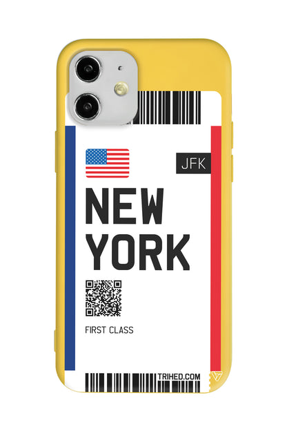 New York Bileti Lansman Model İçi Kadife Silikon Telefon Kılıfı