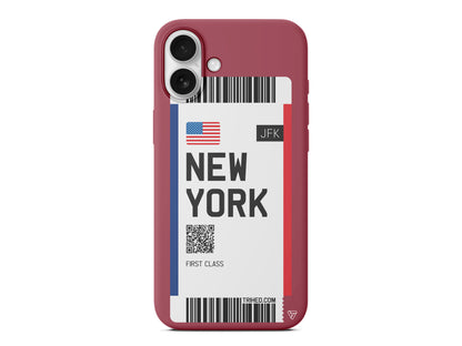 New York Bileti Lansman Model İçi Kadife Silikon Telefon Kılıfı