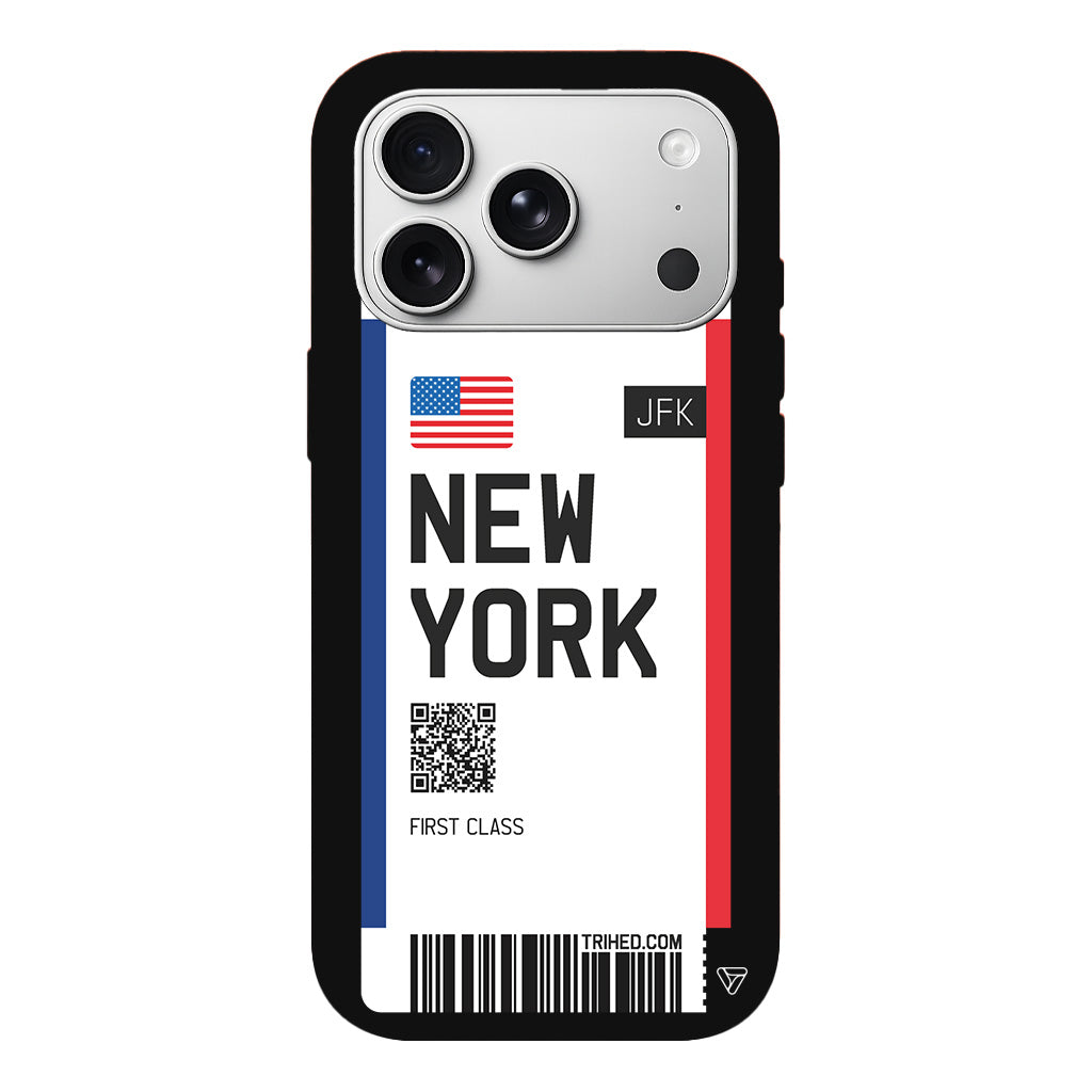 New York Bileti Lansman Model İçi Kadife Silikon Telefon Kılıfı