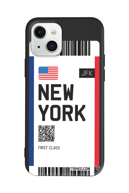 New York Bileti Lansman Model İçi Kadife Silikon Telefon Kılıfı