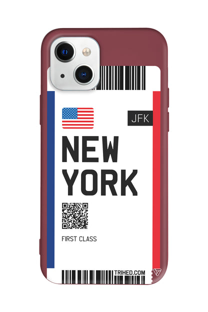 New York Bileti Lansman Model İçi Kadife Silikon Telefon Kılıfı – Plus Serisine Özel