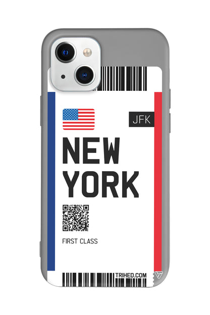 New York Bileti Lansman Model İçi Kadife Silikon Telefon Kılıfı