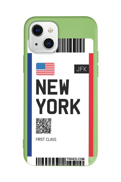 New York Bileti Lansman Model İçi Kadife Silikon Telefon Kılıfı