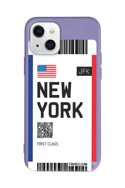 New York Bileti Lansman Model İçi Kadife Silikon Telefon Kılıfı