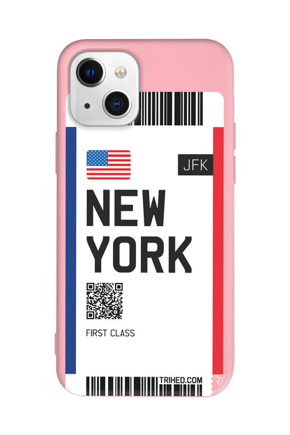 New York Bileti Lansman Model İçi Kadife Silikon Telefon Kılıfı