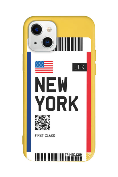 New York Bileti Lansman Model İçi Kadife Silikon Telefon Kılıfı