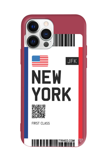 New York Bileti Lansman Model İçi Kadife Silikon Telefon Kılıfı