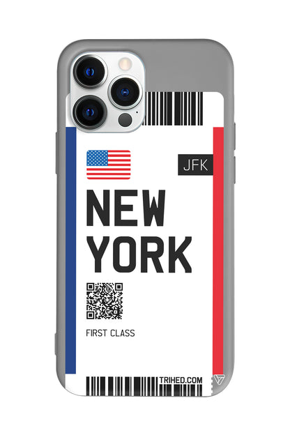 New York Bileti Lansman Model İçi Kadife Silikon Telefon Kılıfı