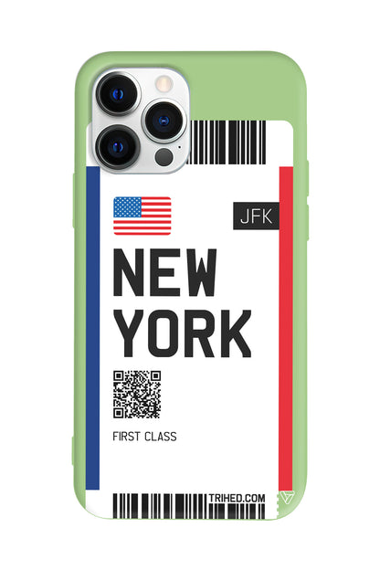 New York Bileti Lansman Model İçi Kadife Silikon Telefon Kılıfı