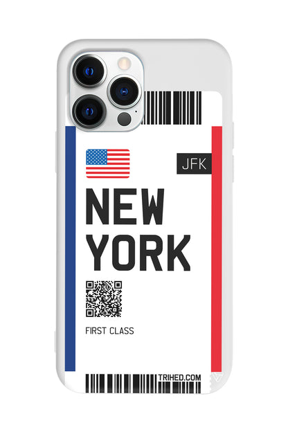 New York Bileti Lansman Model İçi Kadife Silikon Telefon Kılıfı