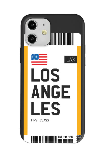 Los Angeles Bileti Lansman Model İçi Kadife Silikon Telefon Kılıfı