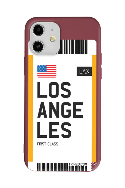 Los Angeles Bileti Lansman Model İçi Kadife Silikon Telefon Kılıfı