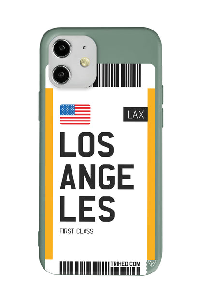 Los Angeles Bileti Lansman Model İçi Kadife Silikon Telefon Kılıfı