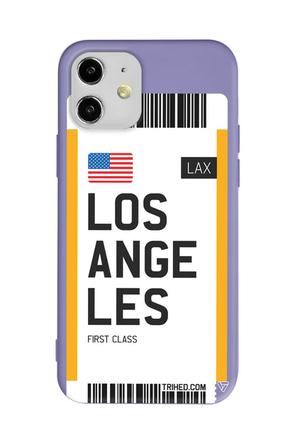 Los Angeles Bileti Lansman Model İçi Kadife Silikon Telefon Kılıfı