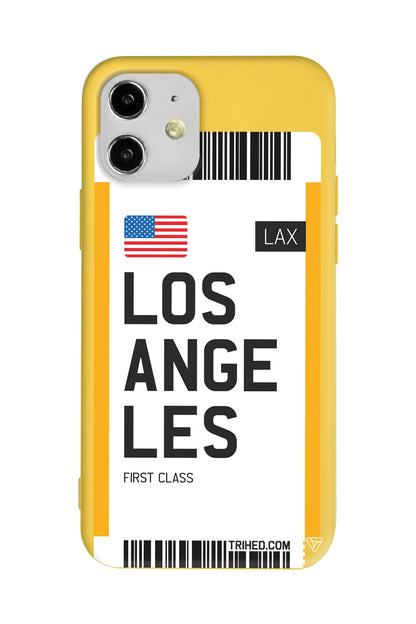 Los Angeles Bileti Lansman Model İçi Kadife Silikon Telefon Kılıfı