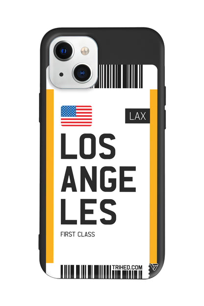 Los Angeles Bileti Lansman Model İçi Kadife Silikon Telefon Kılıfı