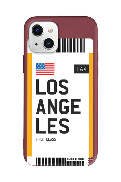 Los Angeles Bileti Lansman Model İçi Kadife Silikon Telefon Kılıfı