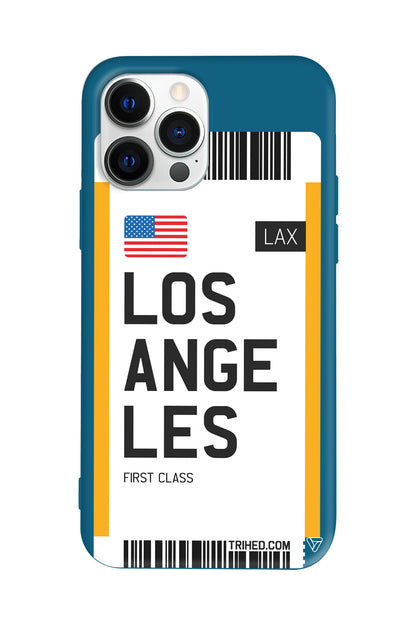 Los Angeles Bileti Lansman Model İçi Kadife Silikon Telefon Kılıfı