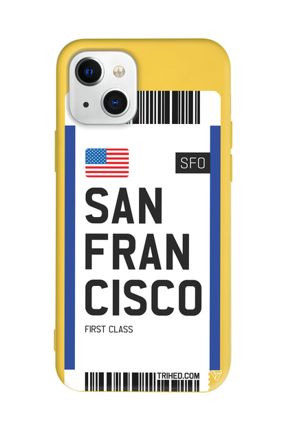 San Francisco Bileti Lansman Model İçi Kadife Silikon Telefon Kılıfı