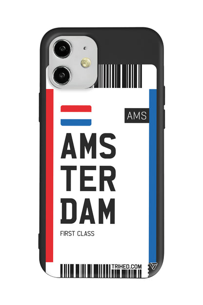 Amsterdam Bileti Lansman Model İçi Kadife Silikon Telefon Kılıfı