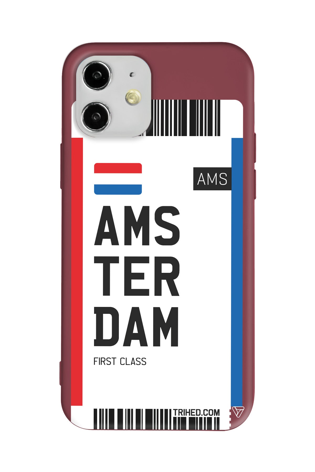 Amsterdam Bileti Lansman Model İçi Kadife Silikon Telefon Kılıfı