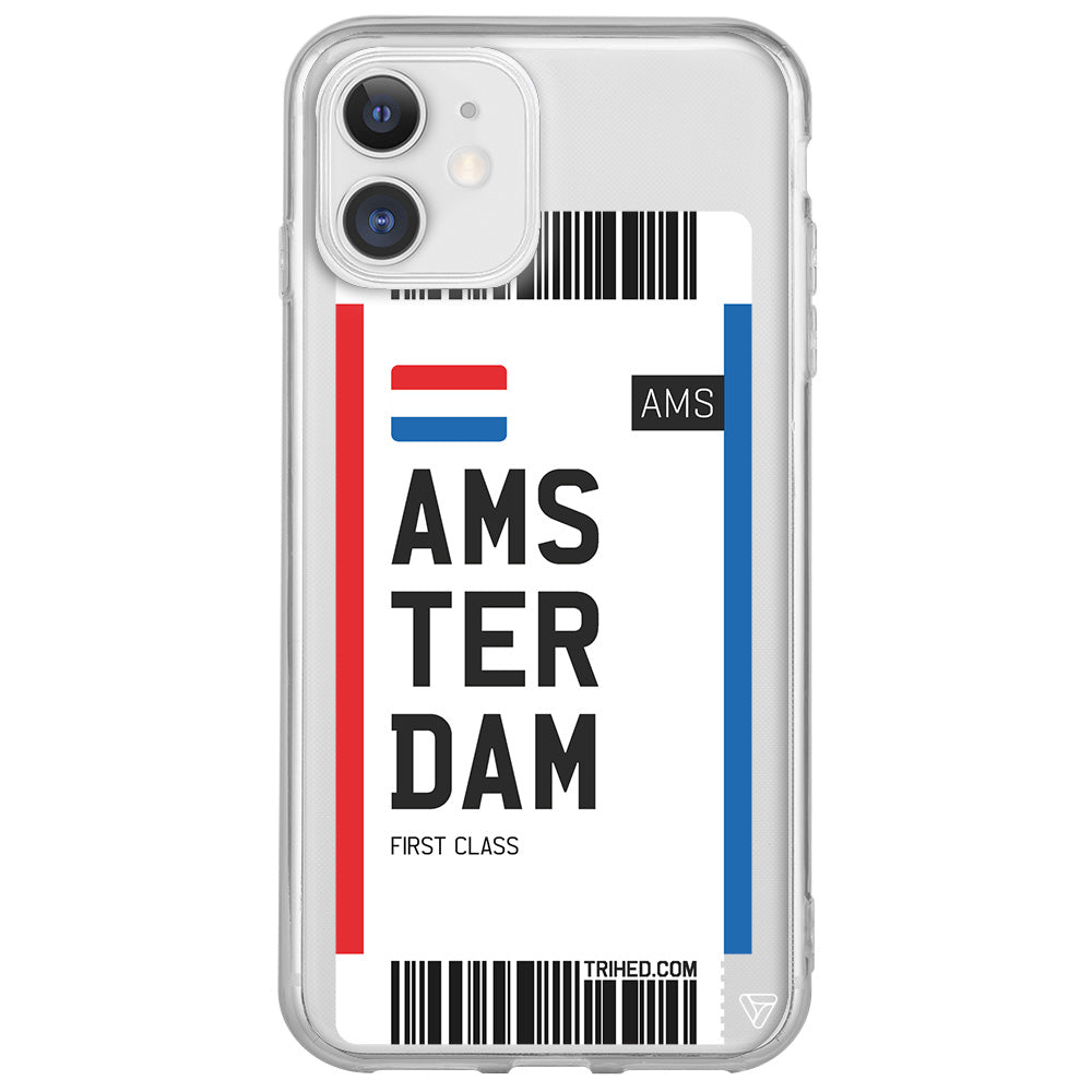 Amsterdam Bileti Lansman Model İçi Kadife Silikon Telefon Kılıfı