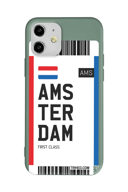 Amsterdam Bileti Lansman Model İçi Kadife Silikon Telefon Kılıfı
