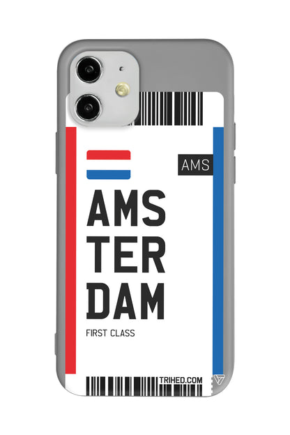 Amsterdam Bileti Lansman Model İçi Kadife Silikon Telefon Kılıfı