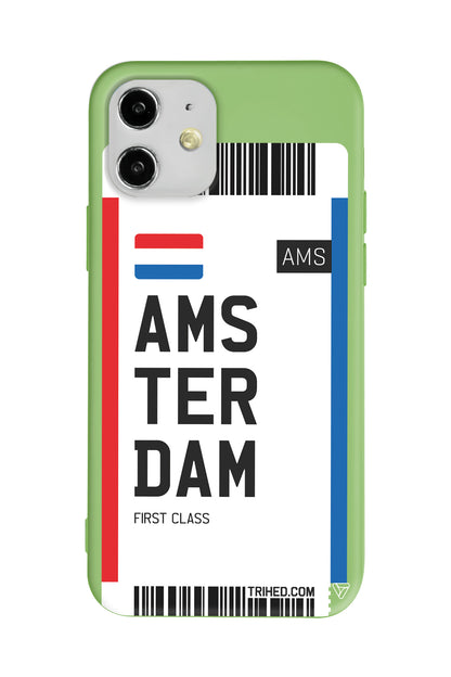 Amsterdam Bileti Lansman Model İçi Kadife Silikon Telefon Kılıfı