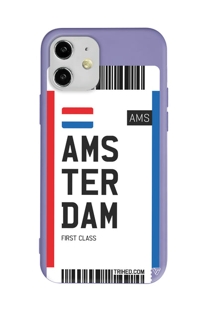Amsterdam Bileti Lansman Model İçi Kadife Silikon Telefon Kılıfı