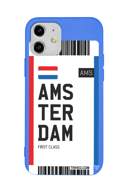 Amsterdam Bileti Lansman Model İçi Kadife Silikon Telefon Kılıfı