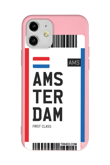 Amsterdam Bileti Lansman Model İçi Kadife Silikon Telefon Kılıfı