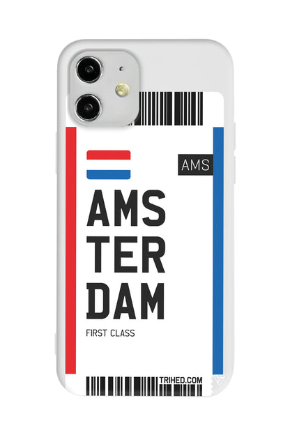 Amsterdam Bileti Lansman Model İçi Kadife Silikon Telefon Kılıfı
