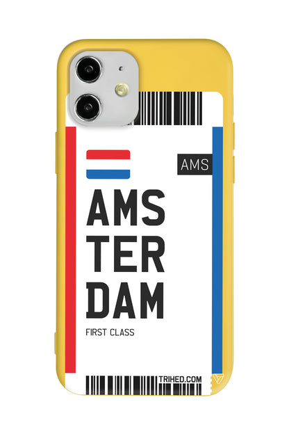 Amsterdam Bileti Lansman Model İçi Kadife Silikon Telefon Kılıfı