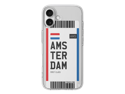 Amsterdam Bileti Lansman Model İçi Kadife Silikon Telefon Kılıfı