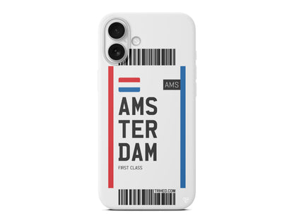 Amsterdam Bileti Lansman Model İçi Kadife Silikon Telefon Kılıfı