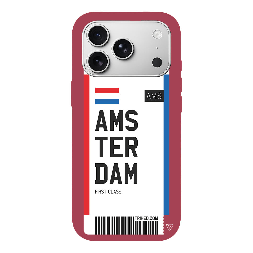Amsterdam Bileti Lansman Model İçi Kadife Silikon Telefon Kılıfı