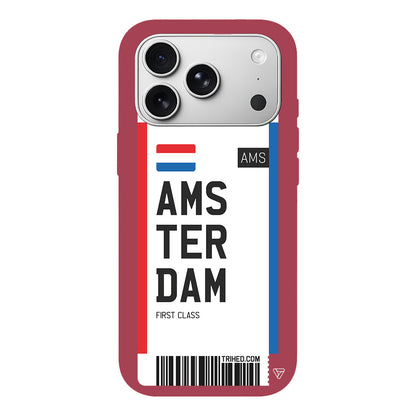 Amsterdam Bileti Lansman Model İçi Kadife Silikon Telefon Kılıfı